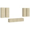 Camerina Ensemble de Meuble TV 6 pcs Chêne Sonoma Aggloméré,Meuble TV,Table Basse Salon Meuble TV,Table Basse LED Couleurs