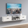 JUNNIU Console multimédia Murale, Armoire surélevée, étagère Flottante pour Meuble TV, Trous de câble cachés, Espace Libre, 1