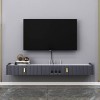 Meuble TV Flottant Étagère TV Murale Centre De Divertissement Console Média en Bois Meuble De Rangement Moderne Suspendu Comp