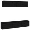 Camerina Meubles TV 5 pcs Noir Bois Massif de pin,Meubles TV 5 pcs Noir Bois Massif de pin,Meuble TV,Table TV,Ensemble Meuble