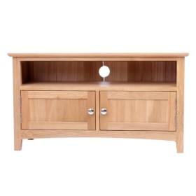 MURONG Meuble TV 2 portes en chêne massif - Petit meuble TV plasma DVD vidéo - Meuble monté