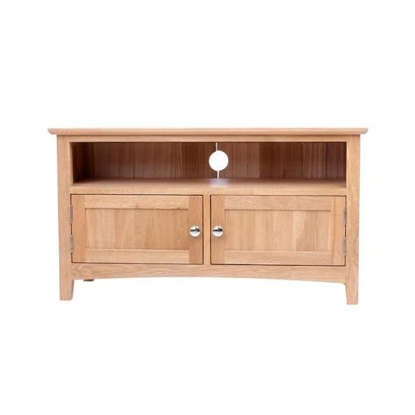 MURONG Meuble TV 2 portes en chêne massif - Petit meuble TV plasma DVD vidéo - Meuble monté