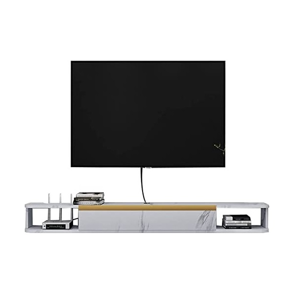 EsEntL Composant de Meuble TV Flottant Shelfo Unité de Stockage vidéo Console multimédia Murale Meuble TV Flottant avec Porte