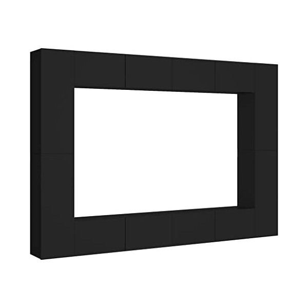 Ensemble de Meubles TV 8 pcs Noir Aggloméré, Meuble TV, Bas Table TV, Meuble TV Suspendu, Meuble télé, Meuble TV Industriel, 