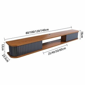EsEntL Meuble TV Flottant, Meuble TV Mural en Bois Massif Mat, Console TV Suspendue pour décodeurs de câble, routeurs, lecteu