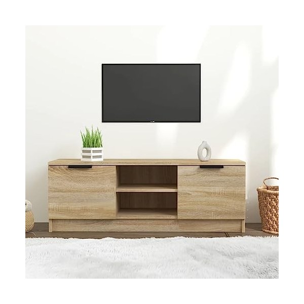 WREWING Meuble TV,Bas Table TV Support de Télévision en Bois pour Salon Chambre Salle à Manger,Support pour Téléviseur Jusqu’