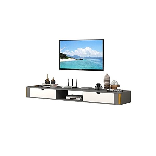 EsEntL Meuble TV Mural Support TV Flottant Mural – Meuble TV Mural, Console multimédia, Centre de Divertissement sous Le télé