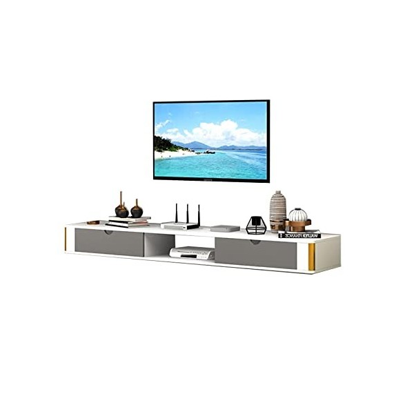 EsEntL Meuble TV Mural Support TV Flottant Mural – Meuble TV Mural, Console multimédia, Centre de Divertissement sous Le télé