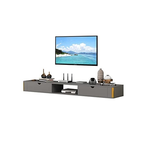 EsEntL Meuble TV Mural Support TV Flottant Mural – Meuble TV Mural, Console multimédia, Centre de Divertissement sous Le télé
