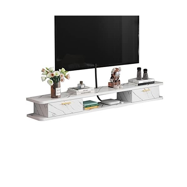 Table TV Meuble TV Mural 39,3/47,2/55,1 Pouces Étagère de Composant de Meuble TV Flottant, Console Multimédia Murale avec 2 P