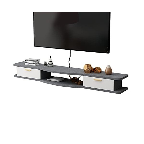 Table TV Meuble TV Mural 39,3/47,2/55,1 Pouces Étagère de Composant de Meuble TV Flottant, Console Multimédia Murale avec 2 P