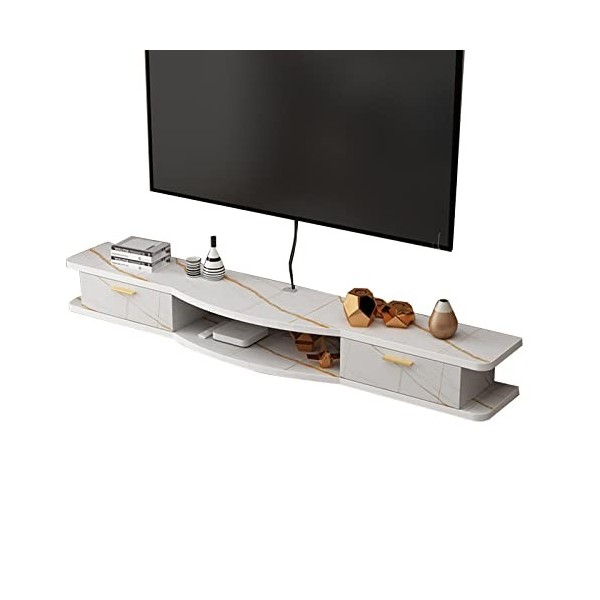 Table TV Meuble TV Mural 39,3/47,2/55,1 Pouces Étagère de Composant de Meuble TV Flottant, Console Multimédia Murale avec 2 P