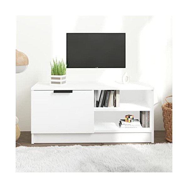 VEEKI Meuble TV, Meuble TV Suspendu, Meuble TV Industriel, Meuble TV Bois, Meuble Chambre, Convient pour Salon ou Chambre, Bl