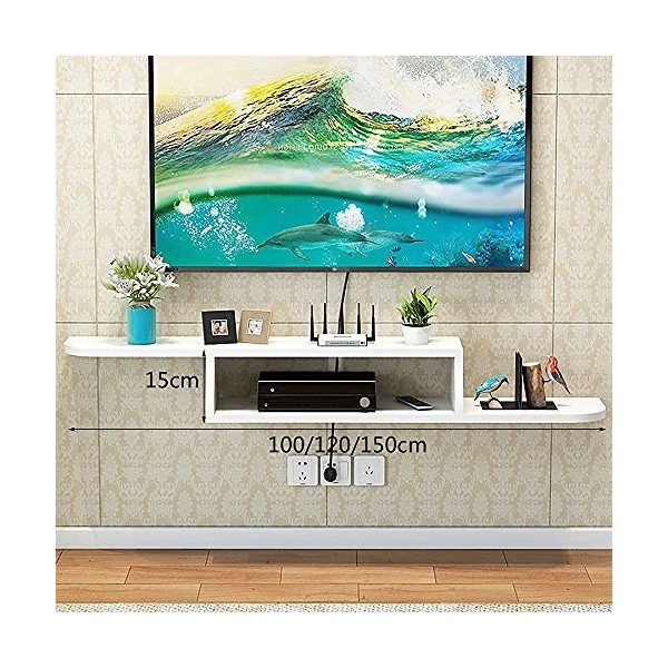 Meuble TV Flottant Meuble TV Suspendu, Meuble TV Flottant, Meuble TV Mural pour étagère de routeur DVD Set-Top Box Storage He