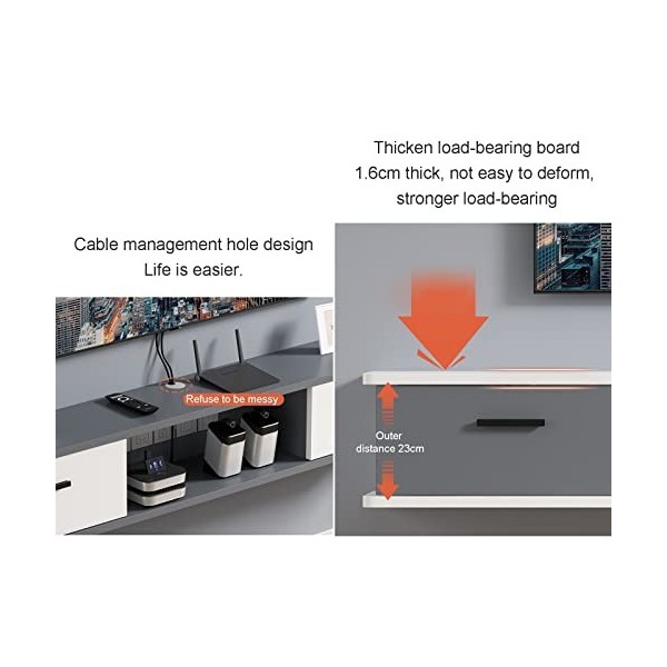 Meuble TV Flottant Meuble TV Mural Étagère de Composant de Meuble TV Flottant, Étagère TV Murale, Console Multimédia pour Cen