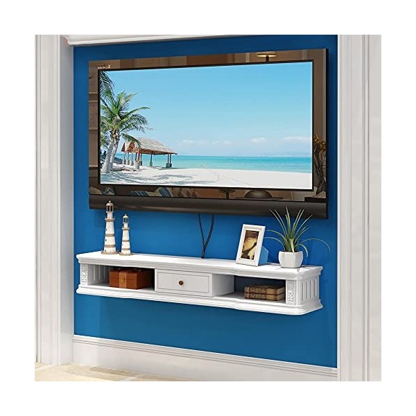 Meuble TV Flottant, Meuble TV Montable Au Mur avec Tiroir, Set-Top Box Rack Salon Chambre Fond Mur/B/80Cm wwyy