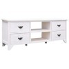 Meuble TV en bois de paulownia massif Blanc antique 108 x 30 x 40 cm