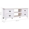 Meuble TV en bois de paulownia massif Blanc antique 108 x 30 x 40 cm