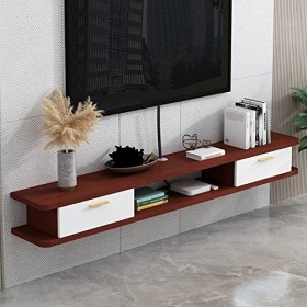 JUNNIU Meuble TV Mural Console multimédia Murale avec 2 Portes 47,2", étagère Flottante pour Composants de Meuble TV, étagère