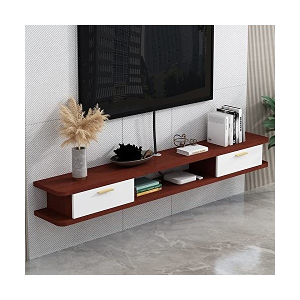 JUNNIU Meuble TV Mural Console multimédia Murale avec 2 Portes 47,2", étagère Flottante pour Composants de Meuble TV, étagère