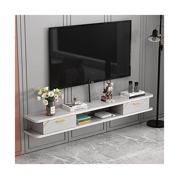 JUNNIU Meuble TV Mural Console multimédia Murale avec 2 Portes 47,2", étagère Flottante pour Composants de Meuble TV, étagère