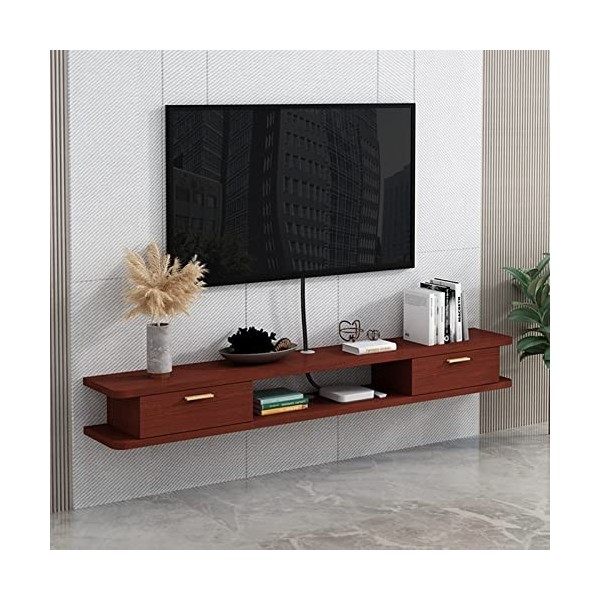 JUNNIU Meuble TV Mural Console multimédia Murale avec 2 Portes 47,2", étagère Flottante pour Composants de Meuble TV, étagère