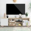 COSTWAY Meuble Télé pour TV 55" avec 3 Etagères 1 Placard avec Porte, Banc TV pour Salon Chambre Bureau, 150x39x42cm