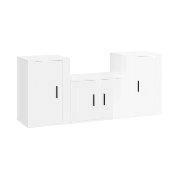 TALCUS Home Hardware Businese Meuble TV 3 pièces en bois Blanc brillant