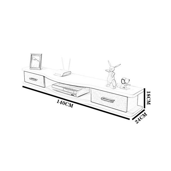 TV Flottant Support Moderne Support Mural TV Console Media Audio/Video Console avec Portes darmoires Flottant Hutch Armoire 