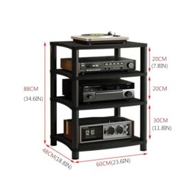 Étagère Audio à 4 Niveaux, Support de Stockage de Composants stéréo de Divertissement, Supports et Supports Hi-FI, Armoire Au