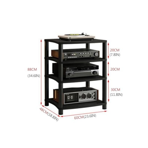 Étagère Audio à 4 Niveaux, Support de Stockage de Composants stéréo de Divertissement, Supports et Supports Hi-FI, Armoire Au