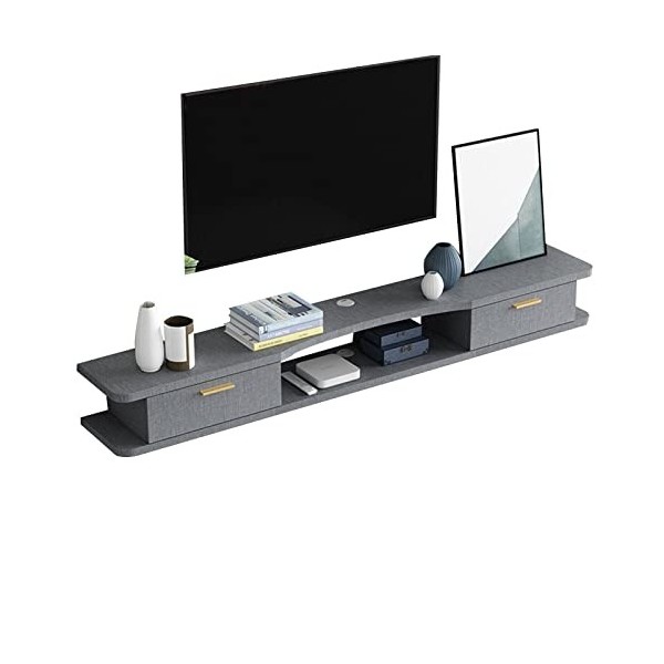 EsEntL Meuble TV Mural Console multimédia Murale avec 2 Portes 39,3/47,2/55,1", étagère Flottante pour Meuble TV, étagères de