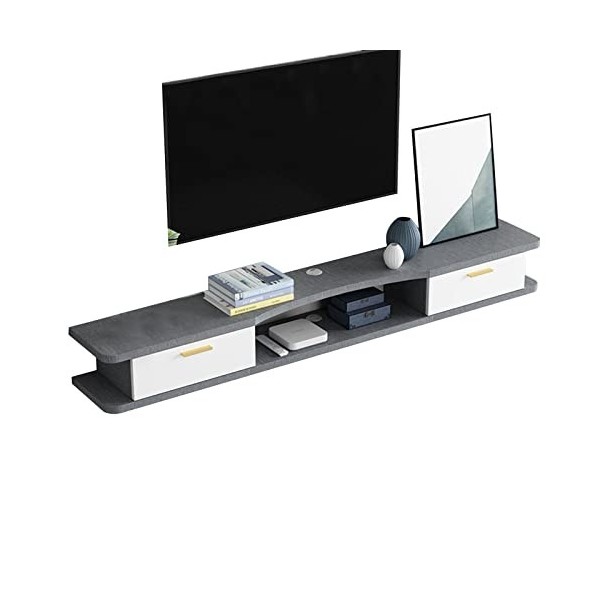EsEntL Meuble TV Mural Console multimédia Murale avec 2 Portes 39,3/47,2/55,1", étagère Flottante pour Meuble TV, étagères de