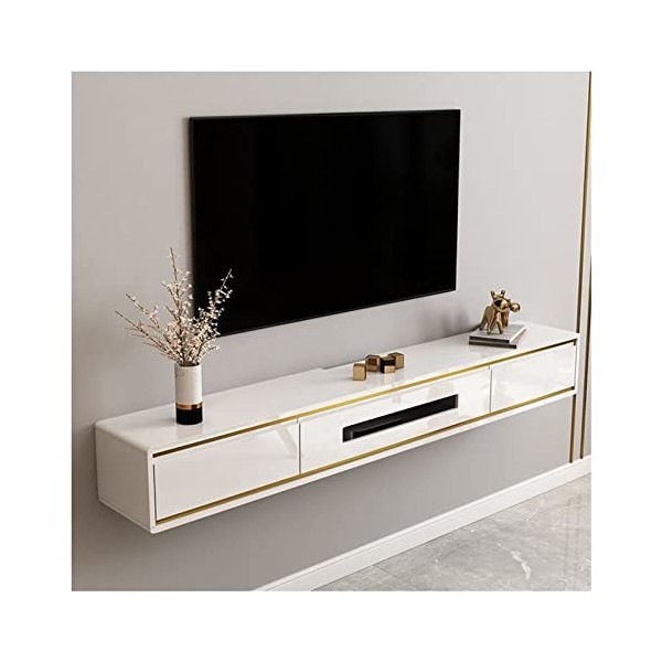 Kamnik Meuble TV Flottant, Console Multimédia Murale, Grand Meuble de Rangement pour Salon, Meuble TV, avec Porte 2 Tiroirs 