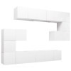 Ensemble de Meuble TV 10 pcs Blanc Aggloméré - Meuble télé, Meuble TV Industriel, Meuble Chambre, Convient pour Salon ou Cham