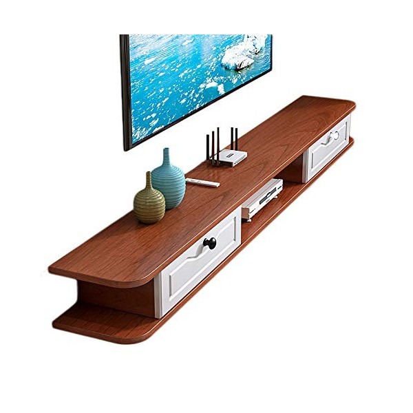EsEntL Meuble TV, Meuble Bas TV, étagères flottantes, étagère Flottante pour Composants de Meuble TV, Support détagère Mural