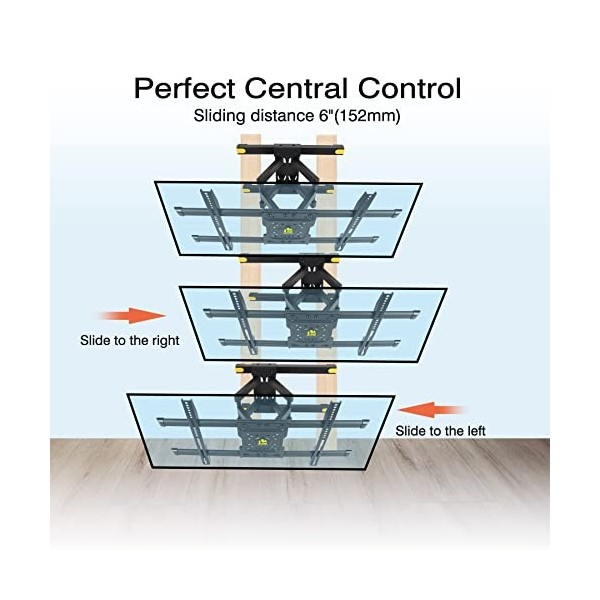 FORGING MOUNT Déplaçable Support Mural TV pour écrans 37-75 Pouces Jusquà 60KG, Fixation TV Murale Inclinable et Orientable