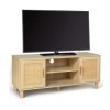 IDMarket - Meuble TV Vintage Elin 2 Portes Effet Naturel cannage 115 cm