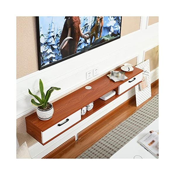 Meuble TV Flottant Meuble TV Étagère Murale Centre de Divertissement Flottant Cabinet, Supports de Rangement de la Console Ba