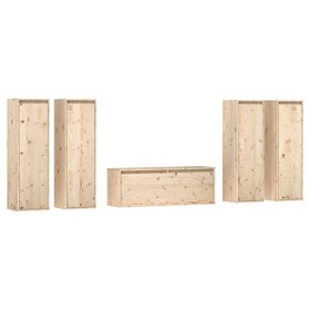 JUNZAI Meubles TV 5 pcs Bois Massif de pin,Table Basse Salon Meuble TV,Meuble TV,Table Basse Couleurs