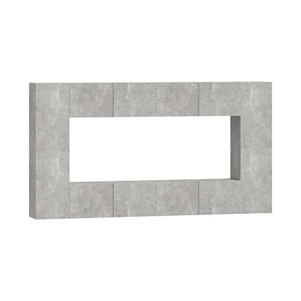ARKEM Ensemble de Meubles TV 8 pcs Gris béton Bois dingénierie,Meuble TV,Table Basse Salon Meuble TV,Table Basse LED Couleur