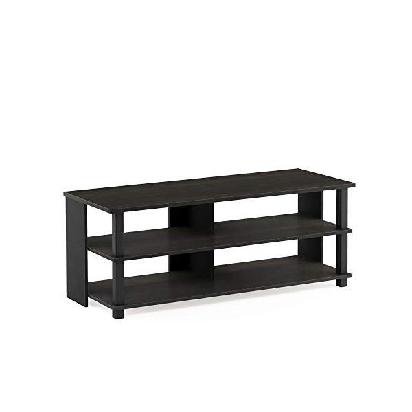 Furinno Sully Meuble Télé à 3 Niveaux pour Téléviseur Jusquà 50, Chêne Français Gris/Noir, Bois dense, One Size