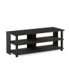 Furinno Sully Meuble Télé à 3 Niveaux pour Téléviseur Jusquà 50, Chêne Français Gris/Noir, Bois dense, One Size