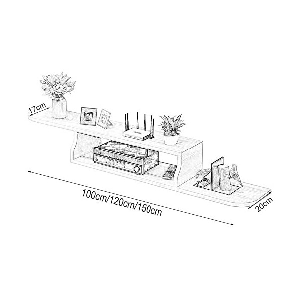 Meuble TV Flottant,Meuble TV Mural,Console multimédia,Rangement Multifonction,Peut Stocker des lecteurs DVD/Blu-Ray Taille: 
