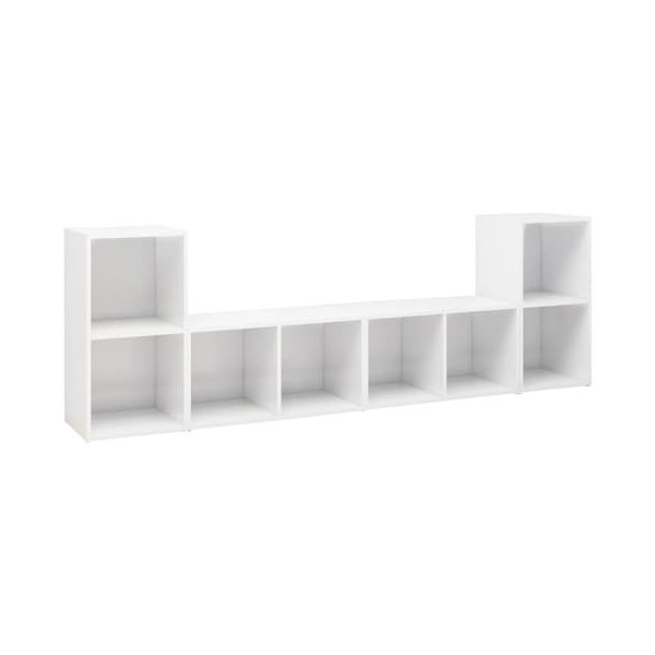 DCRAF Home Hardware Businese Lot de 4 meubles TV en bois Blanc brillant 72 x 35 x 36,5 cm