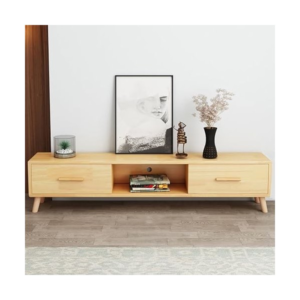 ZDMZR Table Television Salon, Meuble TV Bois, Support TV de Ferme, Centre de Divertissement avec Rangement, Console Multimédi