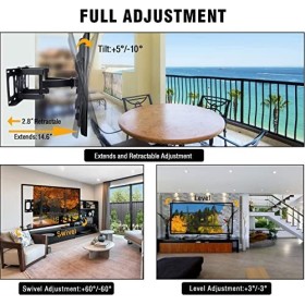 Support Mural TV, FORGING Mount Orientable et Inclinable Mural Support TV pour écrans 37-75 Pouces LED LCD, Max. VESA 600x400