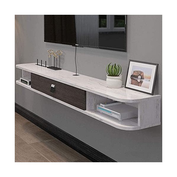 Étagère TV Flottante Support Multimédia Meuble TV Mural Console Audio/Vidéo Console De Rangement Tablette De Composants pour 