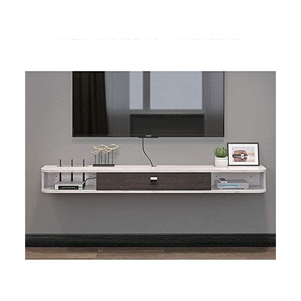 Étagère TV Flottante Support Multimédia Meuble TV Mural Console Audio/Vidéo Console De Rangement Tablette De Composants pour 