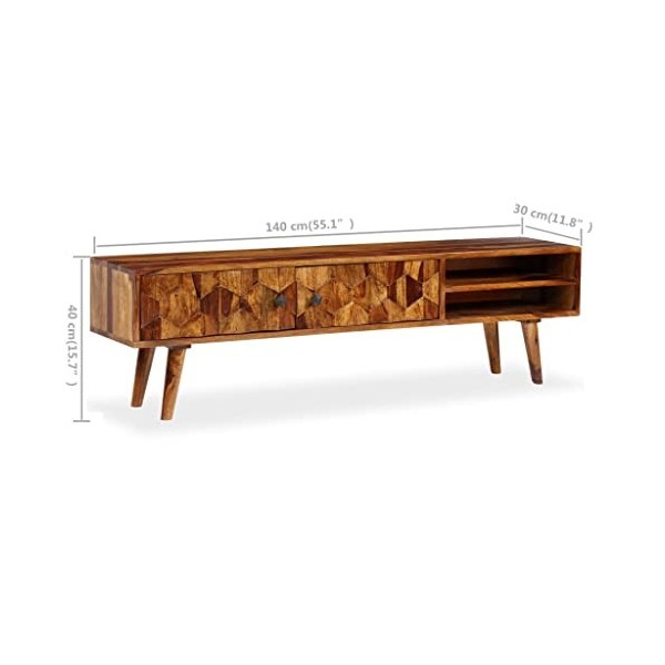 Meuble TV | Style Vintage | Rangement matériel télé Audio Video Gaming | 140x30x40cm Marron